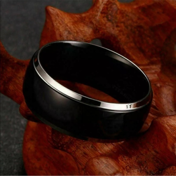 New 8mm Stainless Steel Black Band Ring - Picture 2 of 2